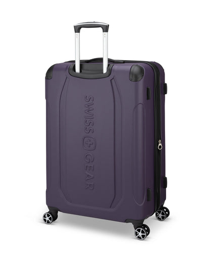 Swiss Gear Central Lite 28" Hardside Expandable Spinner in plum, back angled view