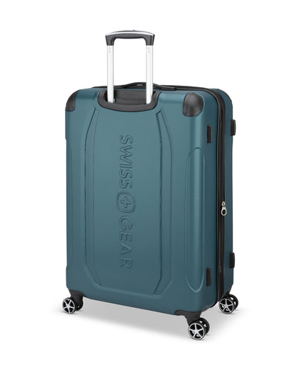 Swiss Gear Central Lite 28" Hardside Expandable Spinner in teal, back angled view