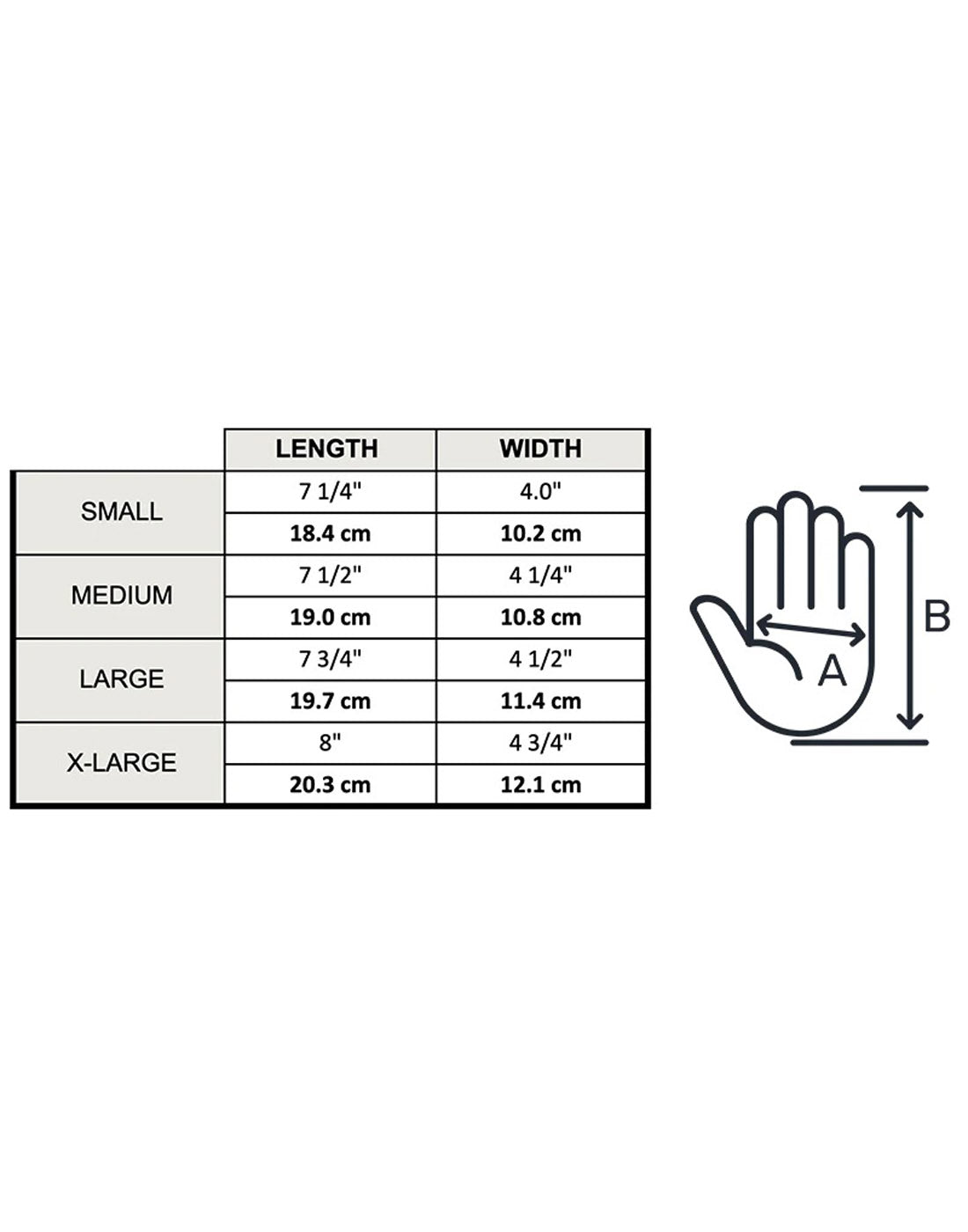 Brume Dartmouth Glove sizing chart