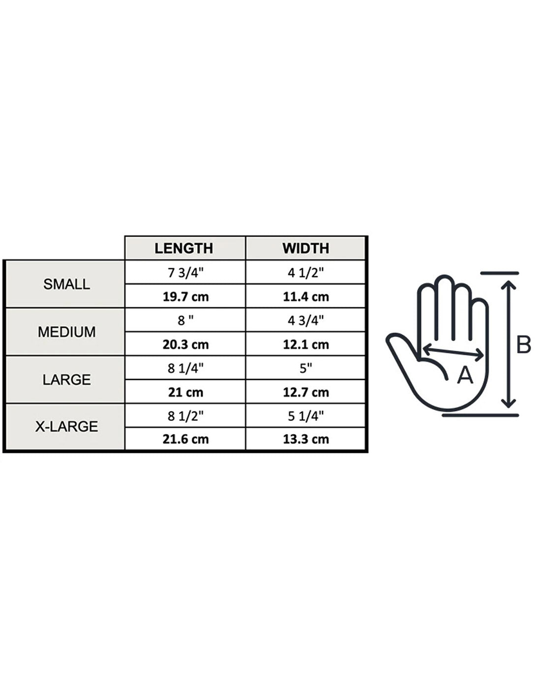 Brume Nelson Glove sizing chart