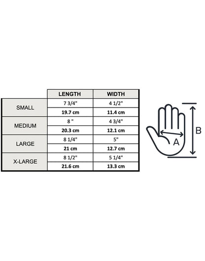 Brume Nelson Glove sizing chart