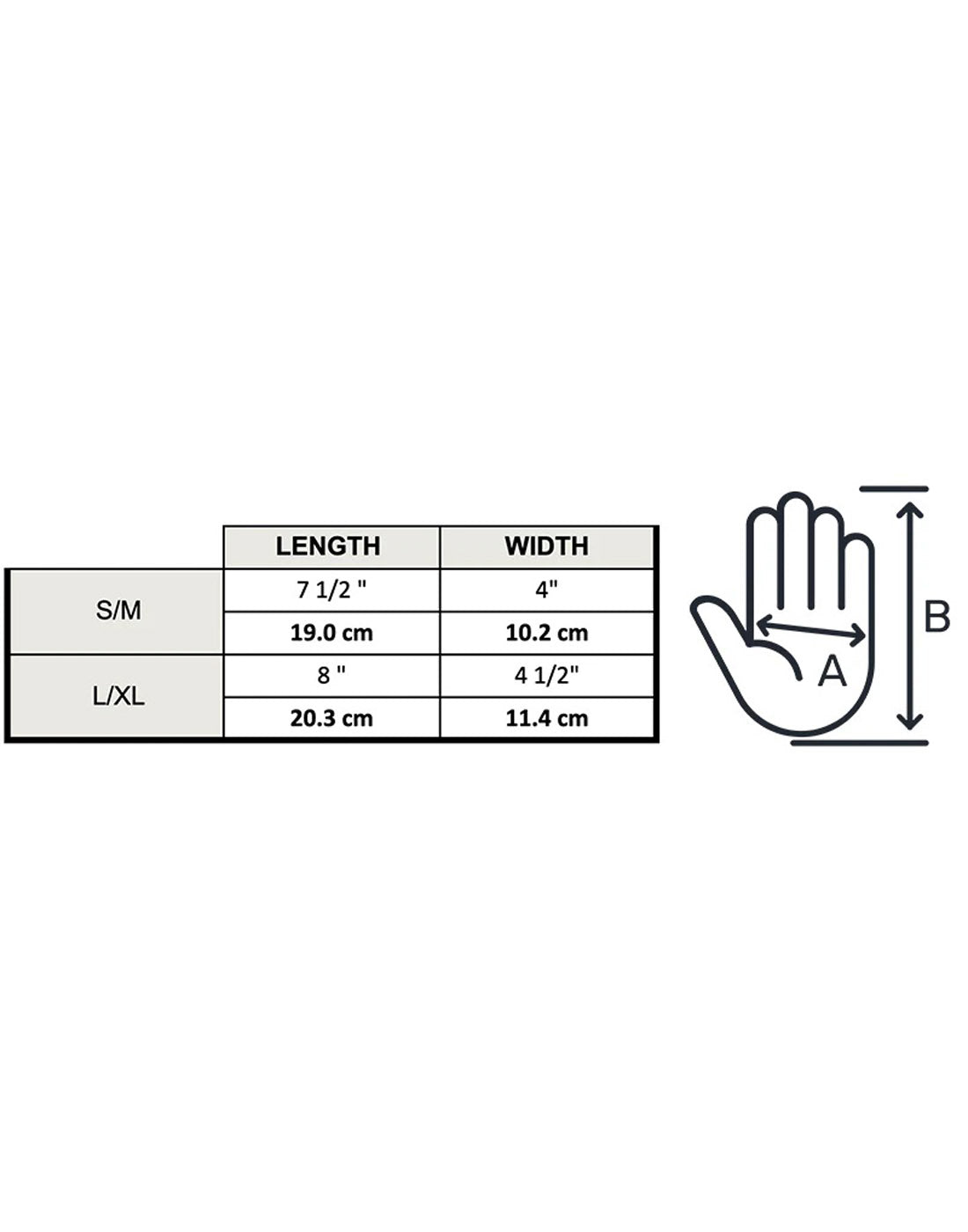 Brume Sutton Mitt sizing chart