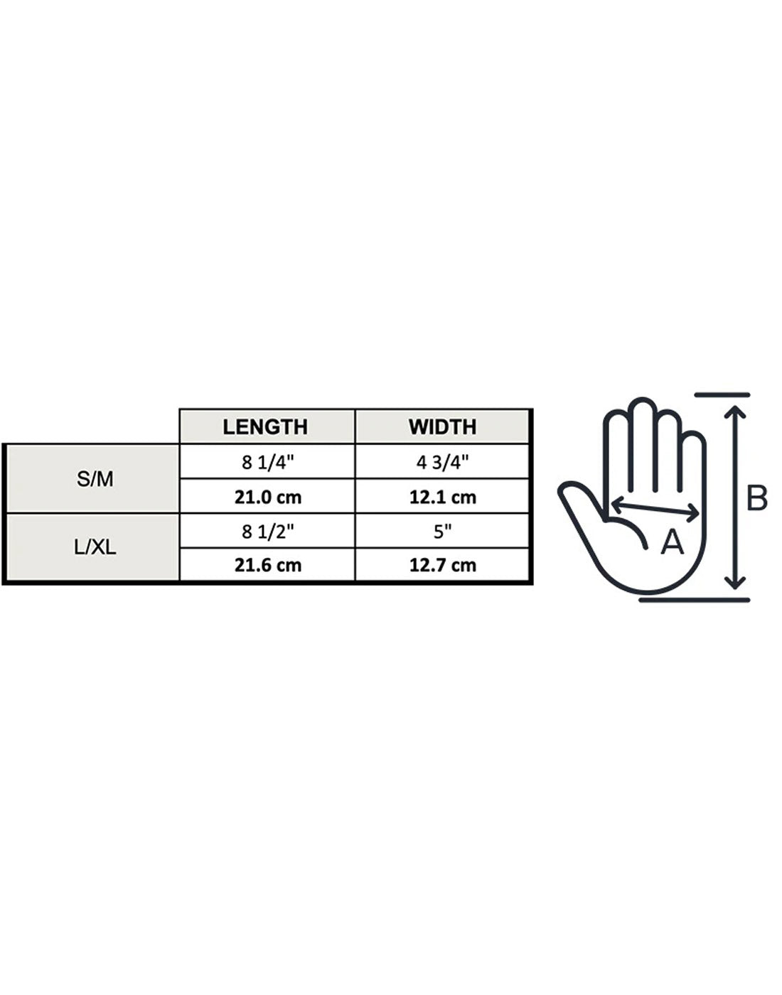 Brume Tundra Mitt sizing chart