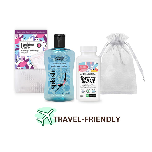 Product Image – The Forever & Ever Jet Setter Travel Kit: eco laundry detergent, wash bag, and pouch—ideal for swimwear on the go.