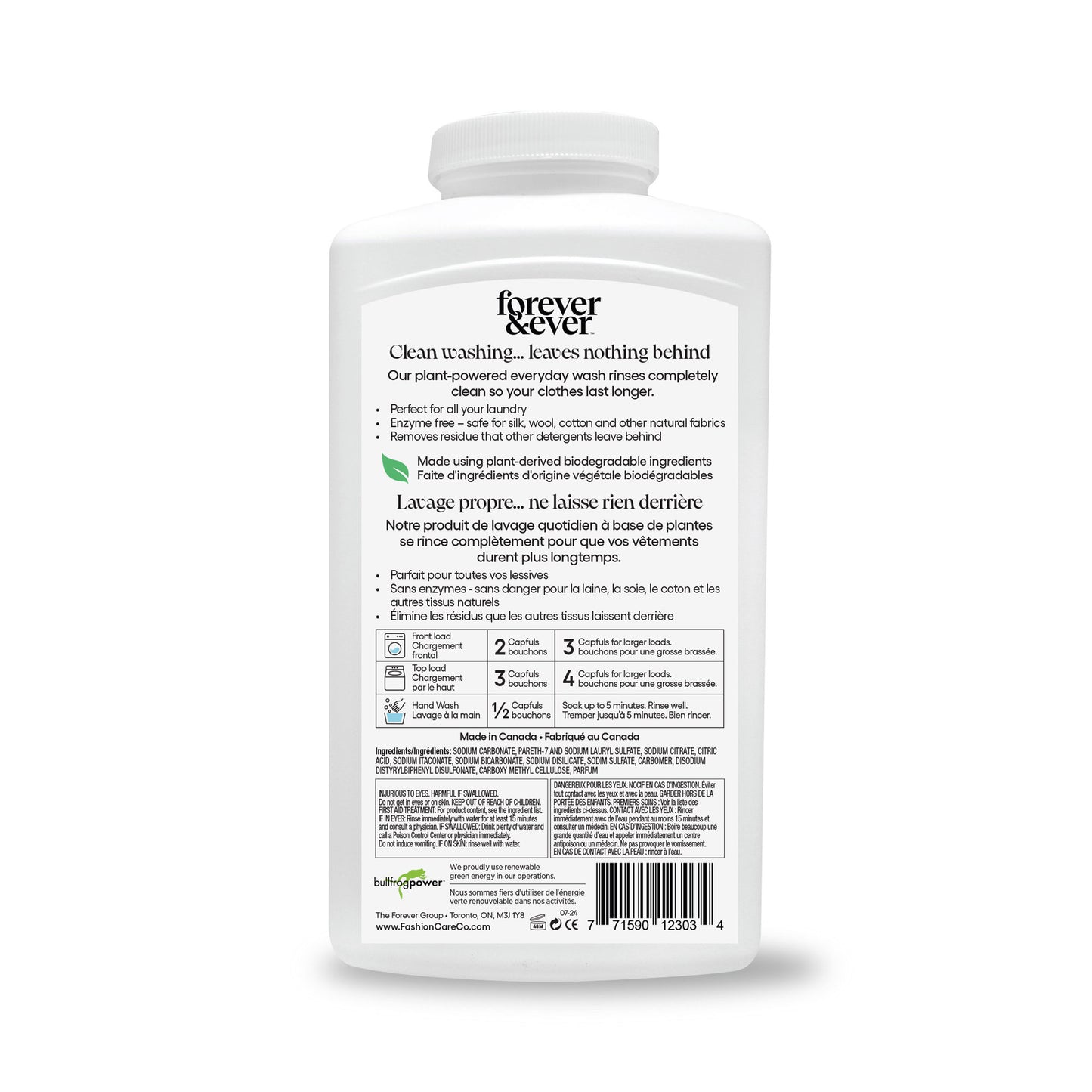 Back of a Forever & Ever Original Powder - 1 kg bottle with product info and instructions.