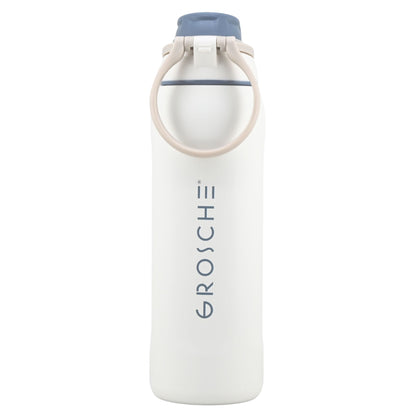 Grosche Kamloops 24oz insulated chug lid water bottle with beige handle, upright on white background.