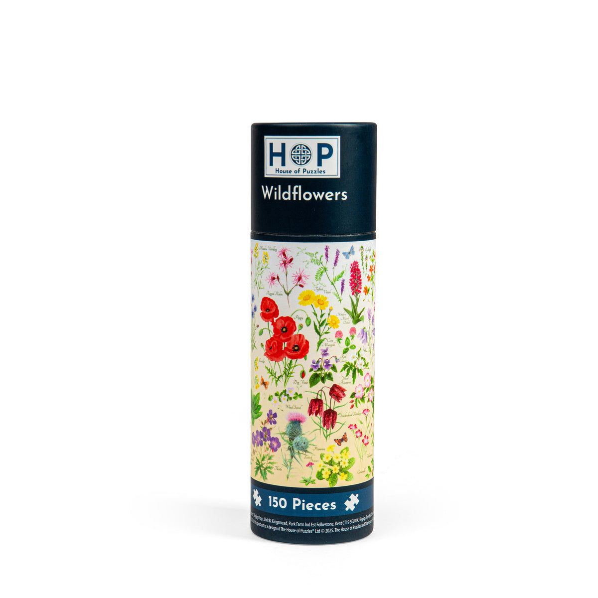 A House of Puzzles 150 Piece Mini Jigsaw Puzzle Tube - Wildflowers featuring colorful wildflowers.