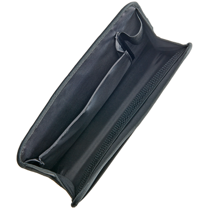 The High Road GapStash™ Seat Gap Organizer by High Road holds essentials in multiple compartments, shown from above.
