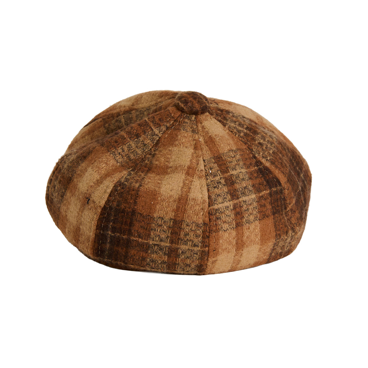 Howard’s Tartan Plaid Newsboy Hat in brown, a vintage-inspired structured newsboy cap.