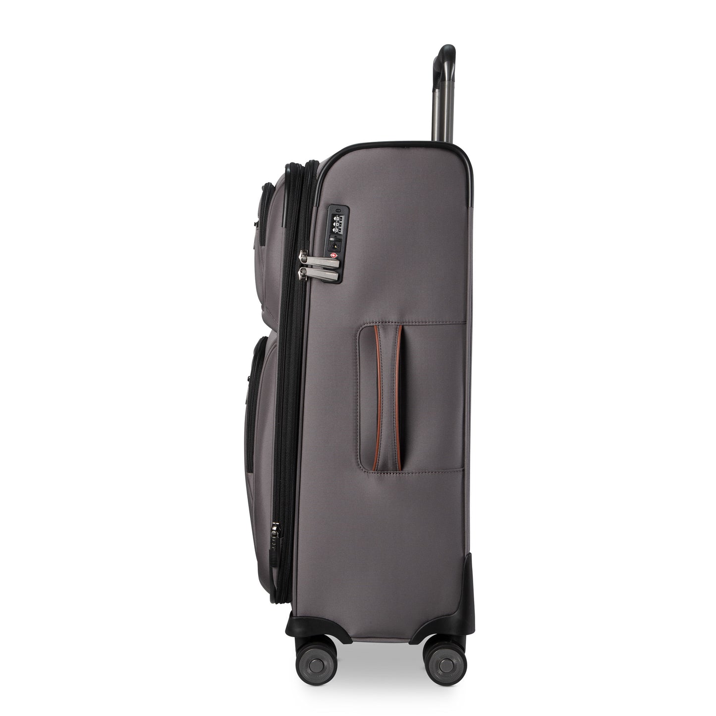 Ricardo Beverly Hills Montecito 3.0 medium gray softside spinner with side handle, combo lock, and four wheels.