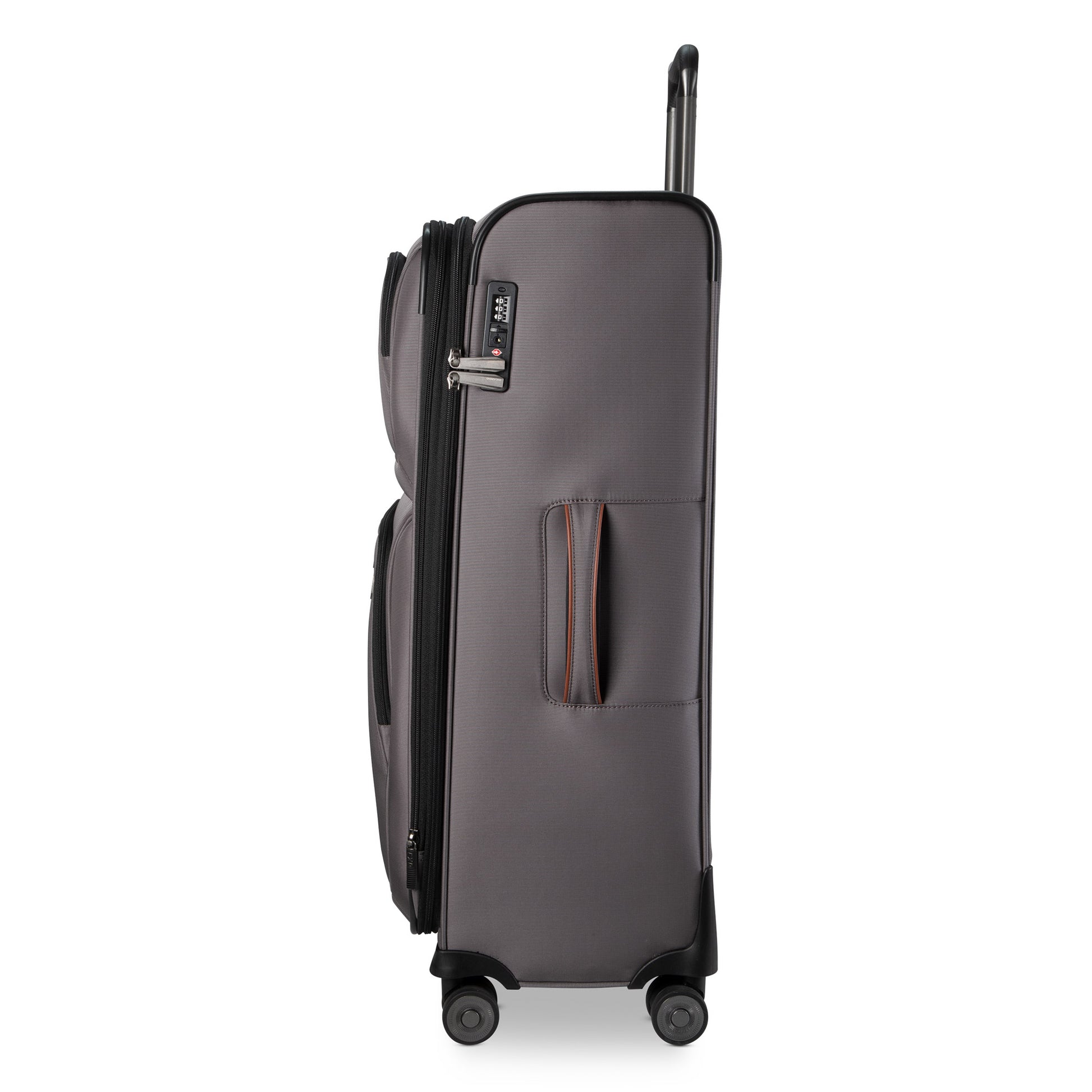 Ricardo Beverly Hills Montecito 3.0 softside large check-in spinner, shown side view with handle and wheels.