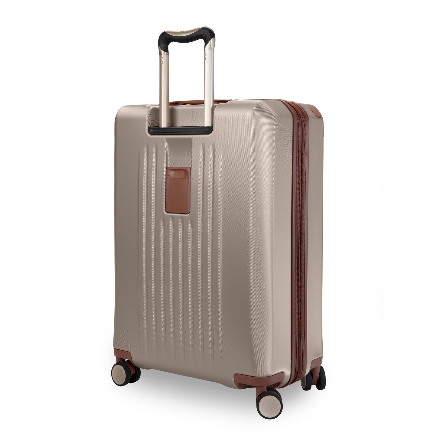 Ricardo Beverly Hills Montecito 2.0 25" beige hardside spinner, brown accents, 4 wheels & TSA lock.