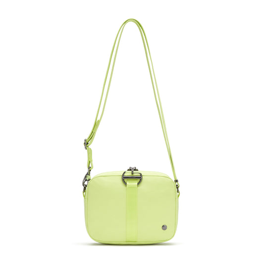 Product Image – Pacsafe® CX Anti-theft Square Crossbody, matcha, front view with crossbody strap extended