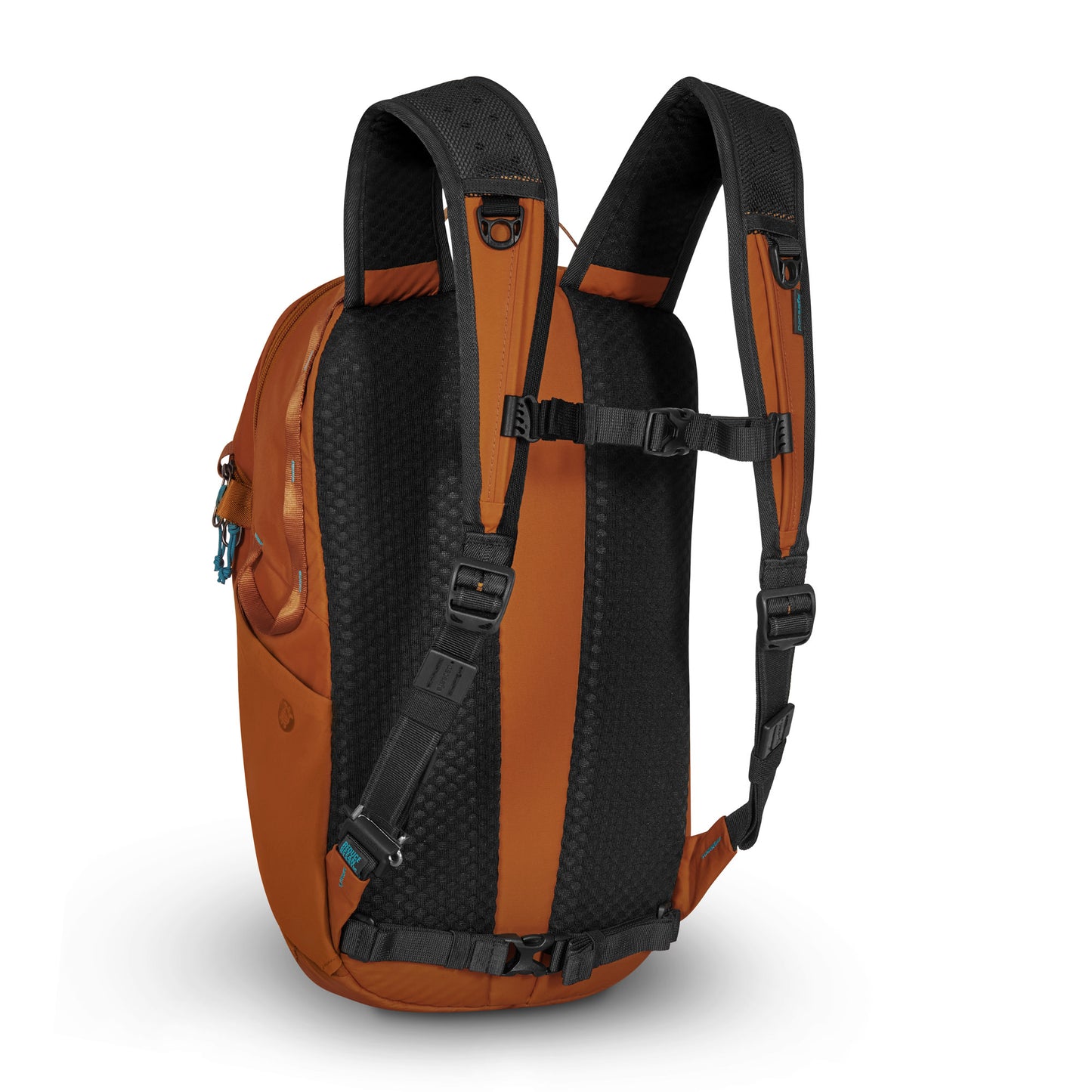 Pacsafe® ECO 18L Anti-theft Backpack, canyon orange colour, back angled view