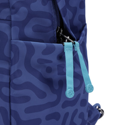 Close up of lockable zipper pulls.