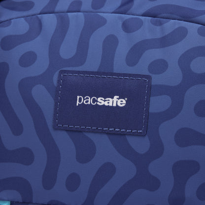 Close up of Pacsafe logo patch.