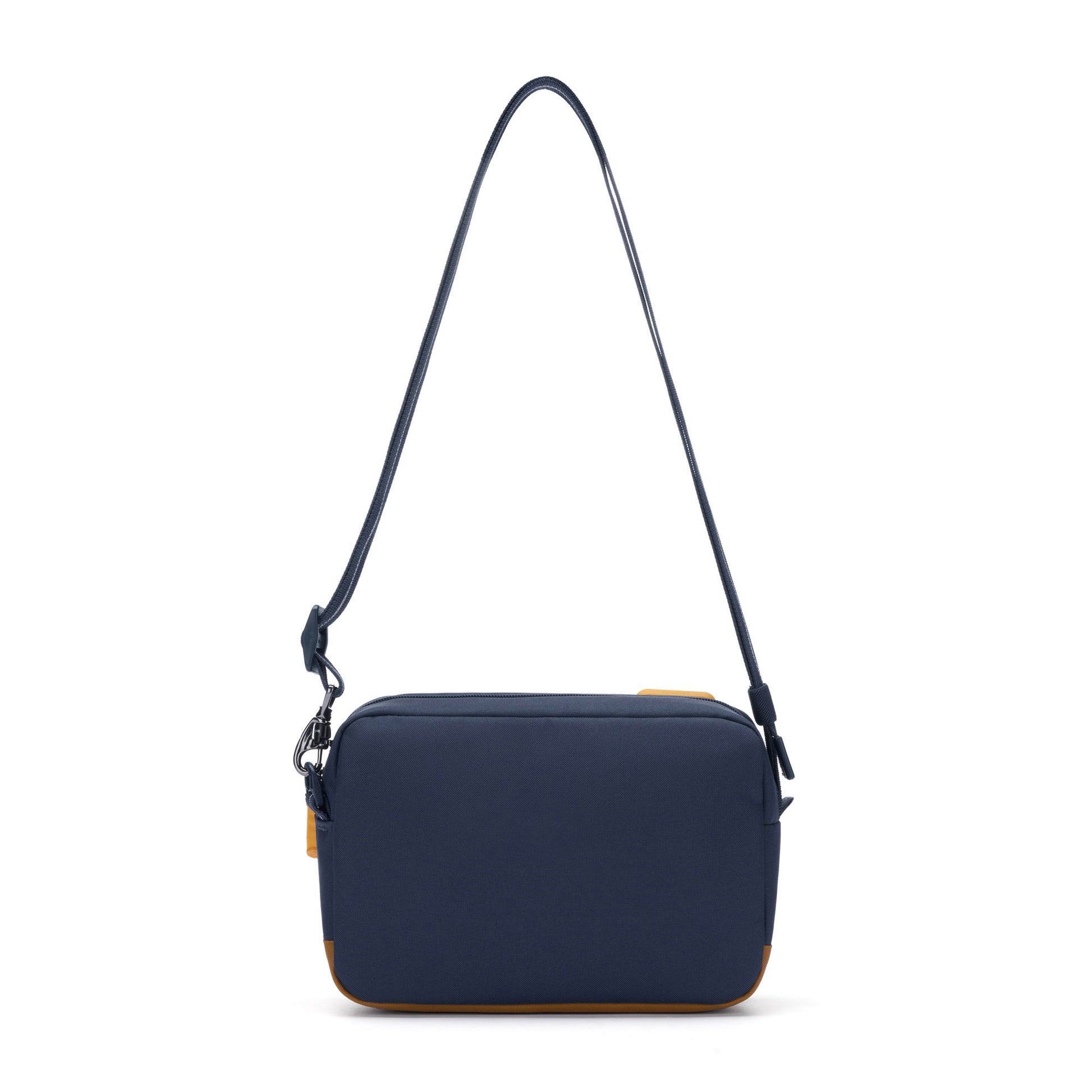 Pacsafe® GO Anti-Theft Crossbody Bag in coastal blue colour back view.
