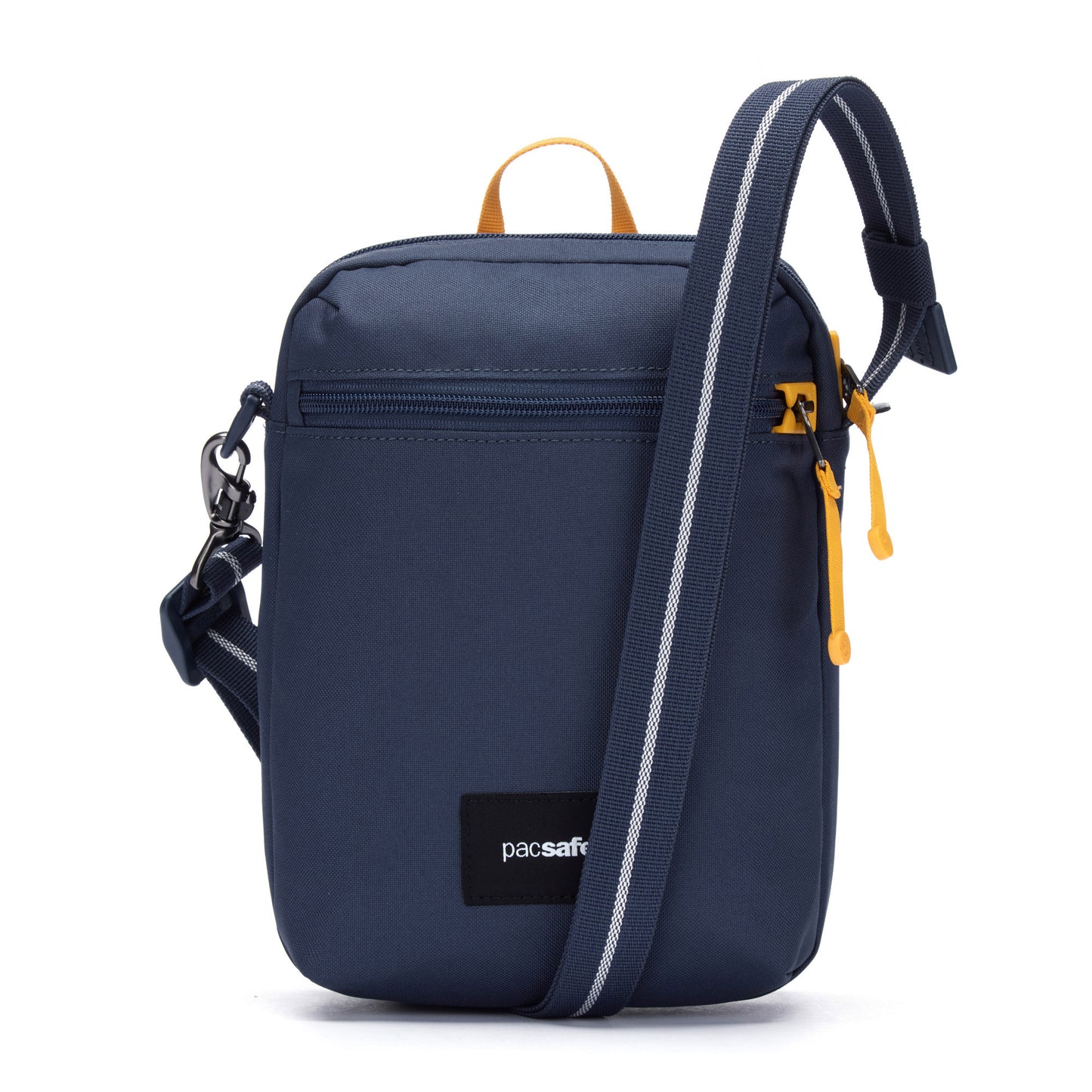 Pacsafe® GO Anti-Theft Festival Crossbody in coastal blue colour, front view.