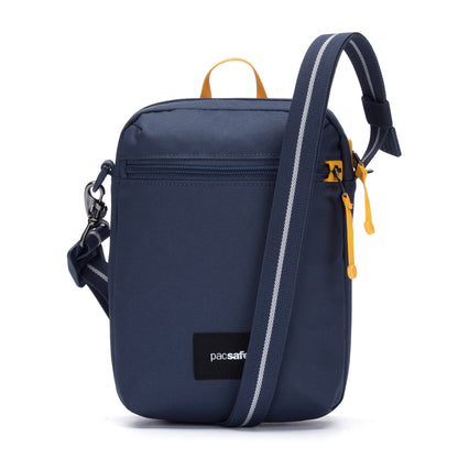 Pacsafe® GO Anti-Theft Festival Crossbody in coastal blue colour, front view.