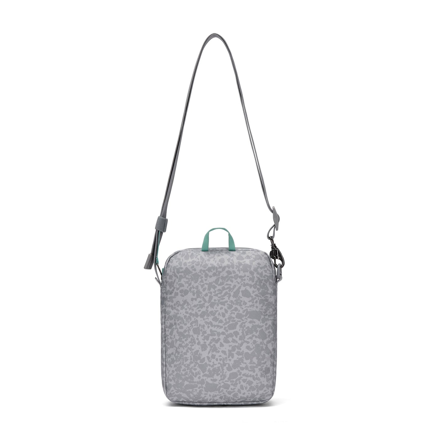 Pacsafe® GO Anti-Theft Festival Crossbody bag with RFID pocket, green handle, and adjustable strap.