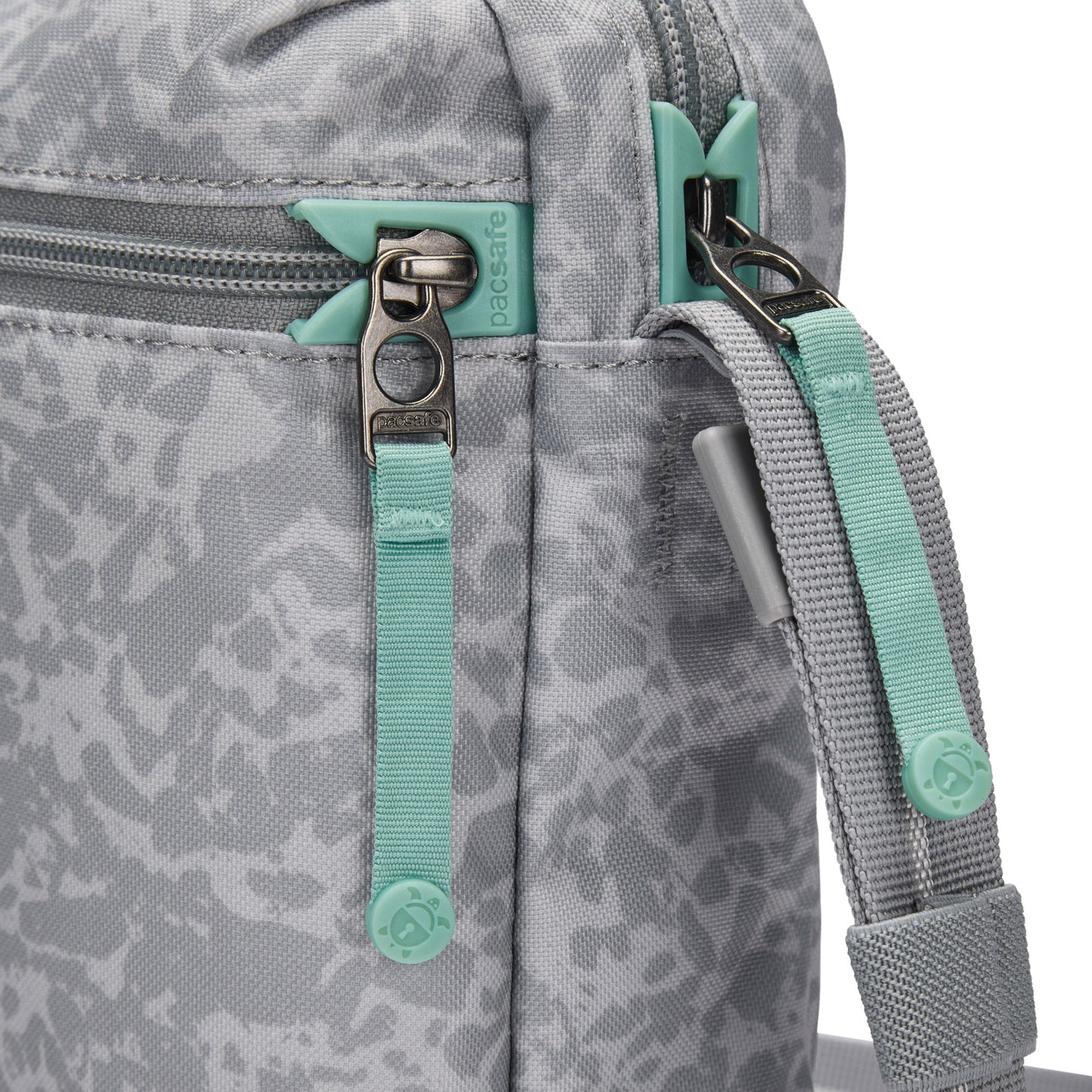 Close-up of Pacsafe® GO Anti-Theft Festival Crossbody, showing RFID pocket and two compartments.