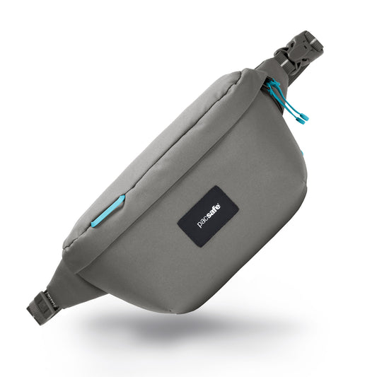 Product Image – Pacsafe® GO Anti-Theft Sling Pack in stone grey colour front view.