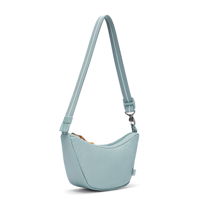 Pacsafe® GO Anti-Theft Lunar Crossbody, fresh mint, back angled view with strap fully extended