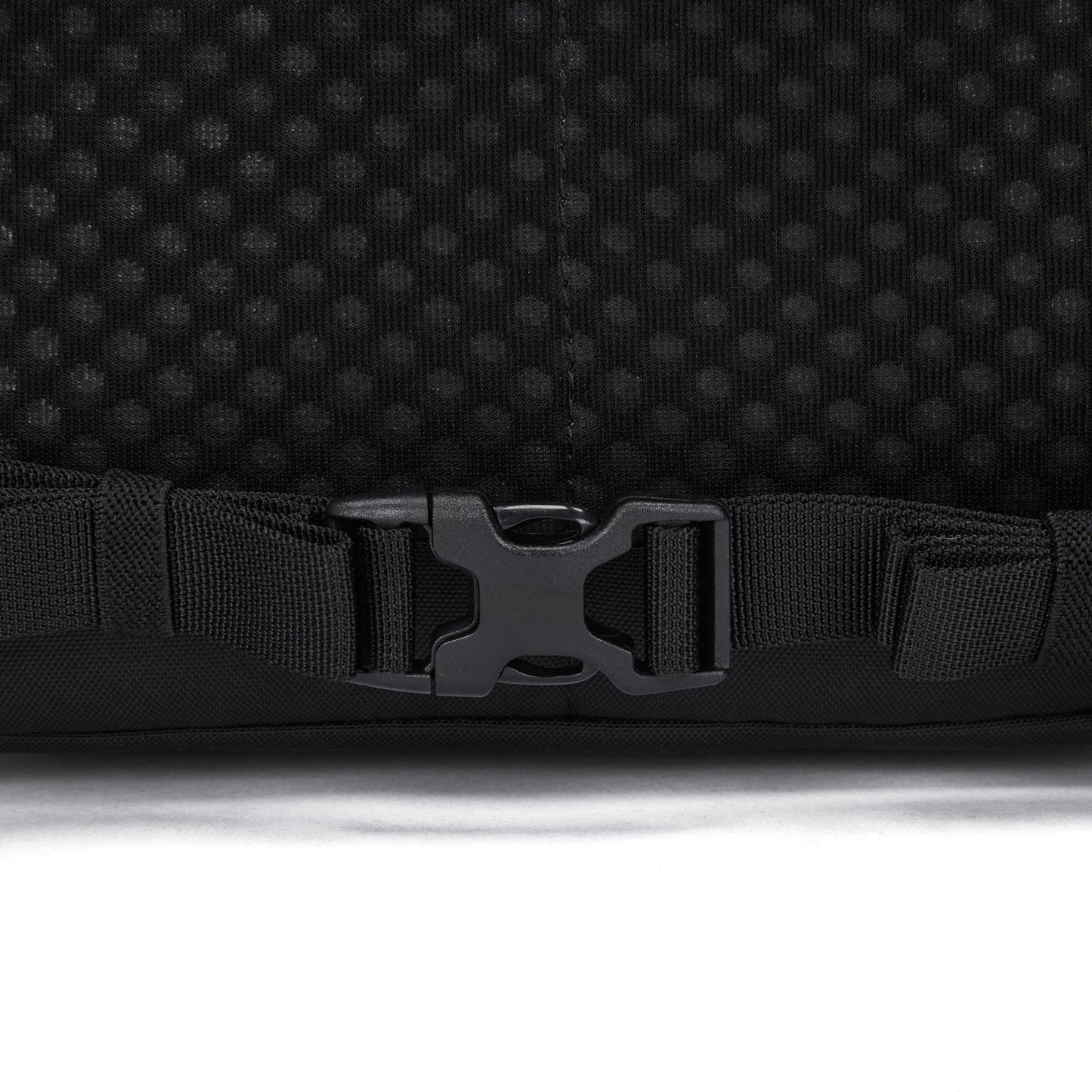 A close-up of the Pacsafe® V 20L Anti-theft City Backpack by Pacsafe with a padded laptop sleeve.