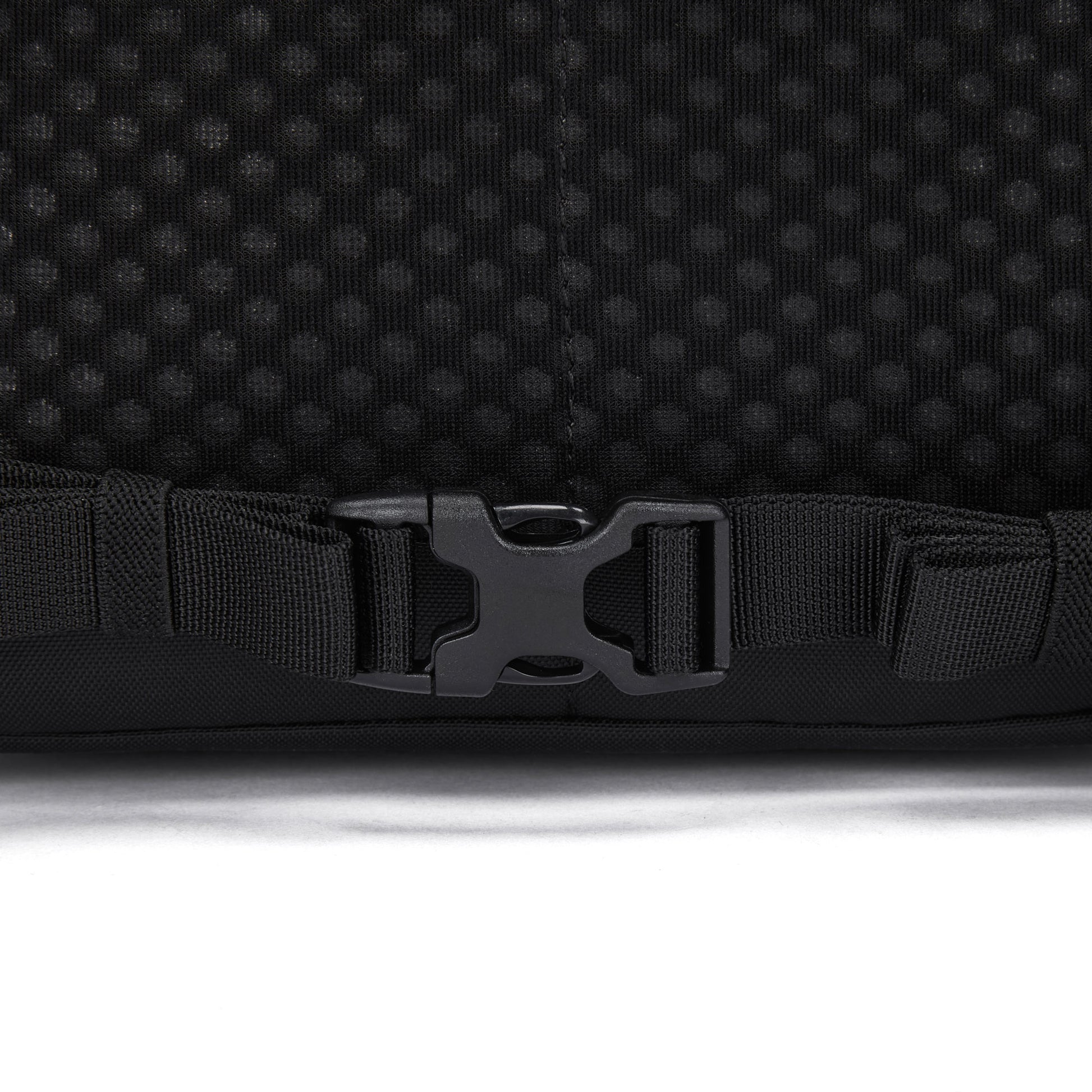 A close-up of the Pacsafe® V 20L Anti-theft City Backpack by Pacsafe with a padded laptop sleeve.
