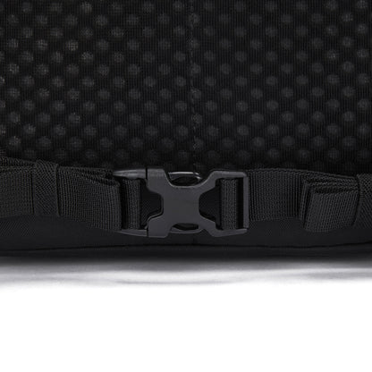 A close-up of the Pacsafe® V 20L Anti-theft City Backpack by Pacsafe with a padded laptop sleeve.