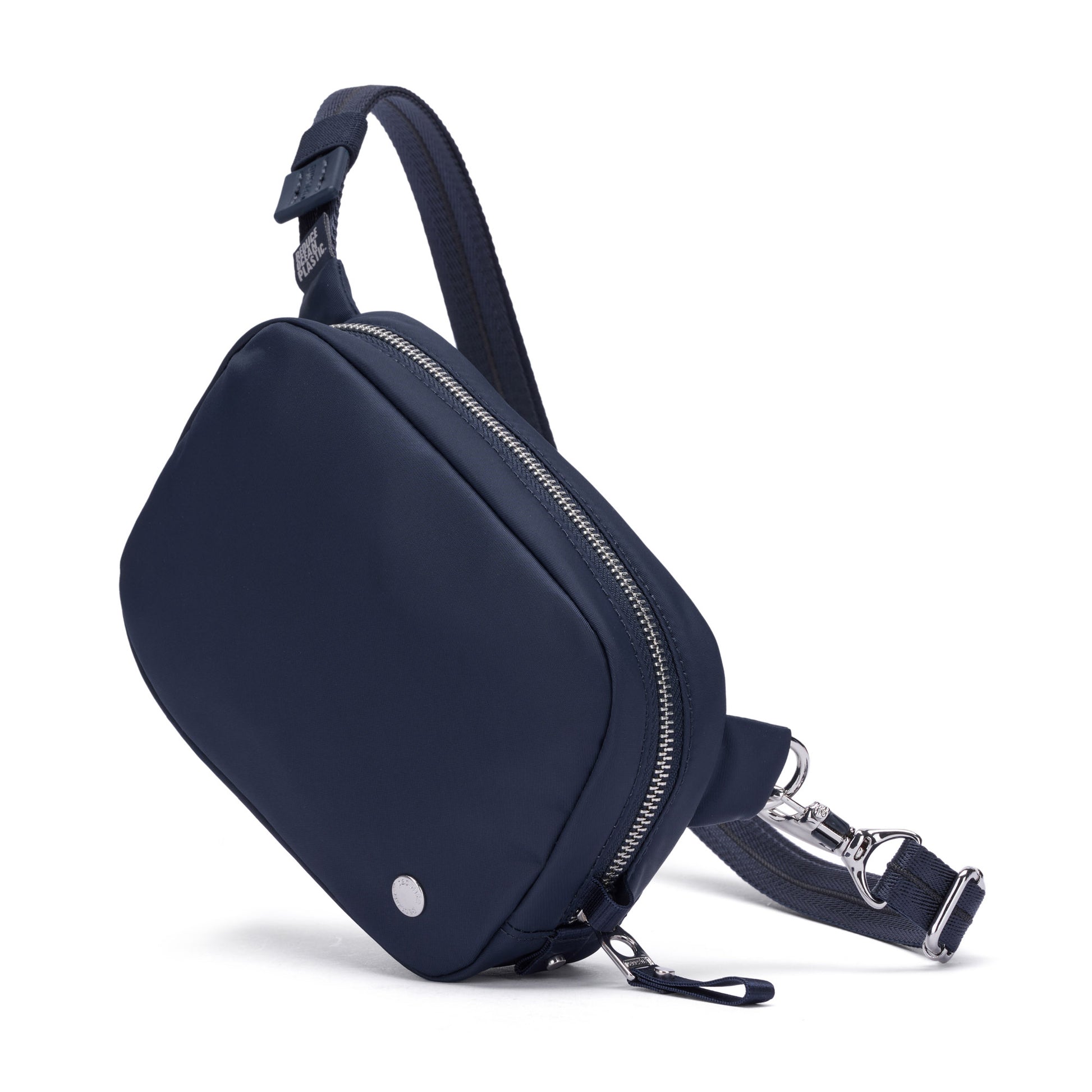 Pacsafe® W Anti-theft Micro Sling by Pacsafe, navy, RFID blocking, 2 zip pockets & adjustable strap.