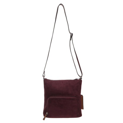 Seven Days Ghost Gum Faux Suede Crossbody with zip pocket and adjustable strap for practical, stylish storage.