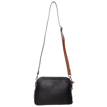 Seven Days Darby RFID Crossbody with a long brown strap, shown against a white background.