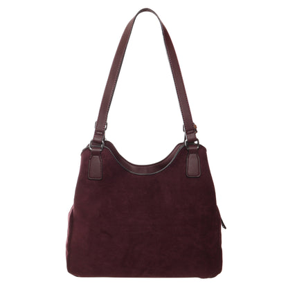 Seven Days Jelly Fish Faux Suede Handbag with single strap and rectangular design on white background.