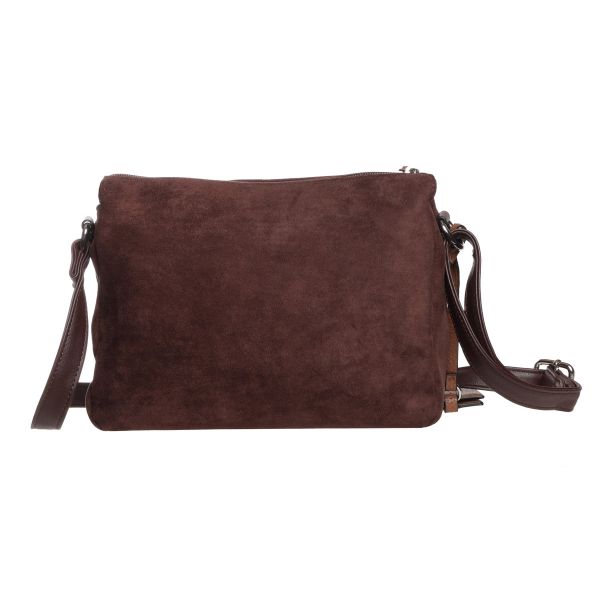 Seven Days Black Ash Faux Suede Crossbody with adjustable strap—stylish, compact, and perfect for daily essentials.