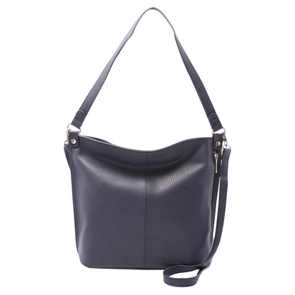 Roots Hobo Handbag by Roots in black faux leather with short shoulder strap and adjustable crossbody strap.