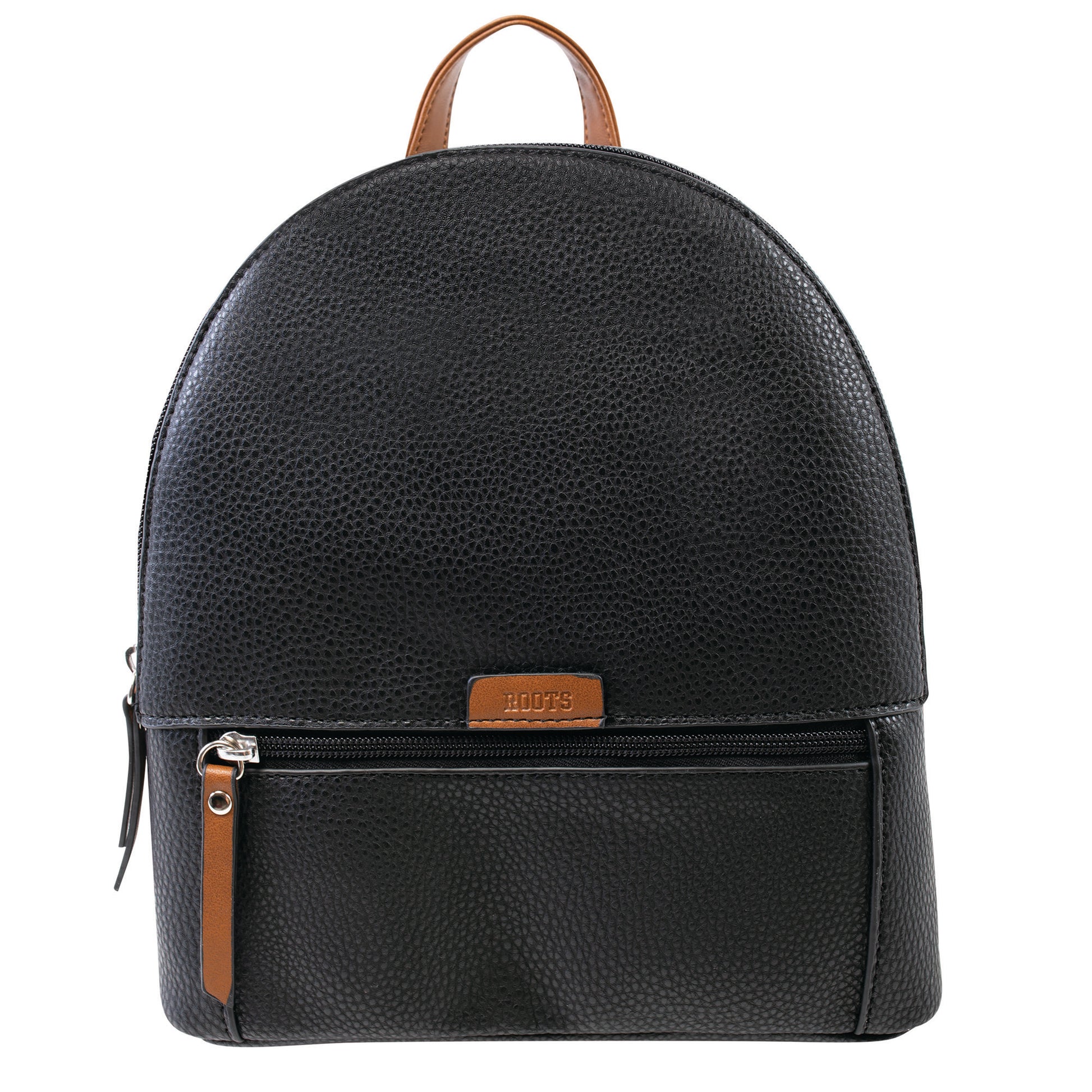dark brown faux leather backpack Roots Faux Leather Backpack