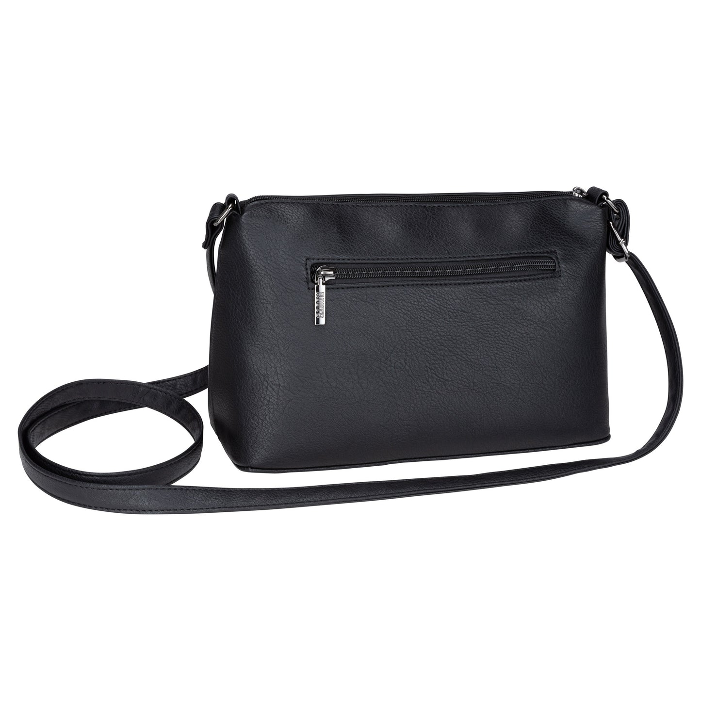 Roots Faux Leather Top Zip Crossbody with front zip pocket and adjustable strap by Roots.