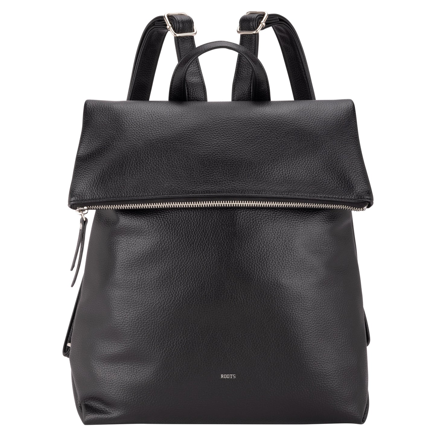 Roots Faux Leather Flapover Backpack by Roots with zip closure and adjustable shoulder straps.