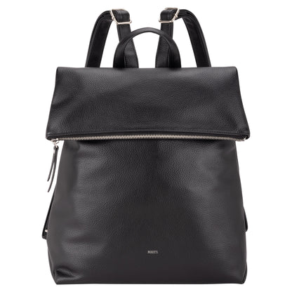 Roots Faux Leather Flapover Backpack by Roots with zip closure and adjustable shoulder straps.