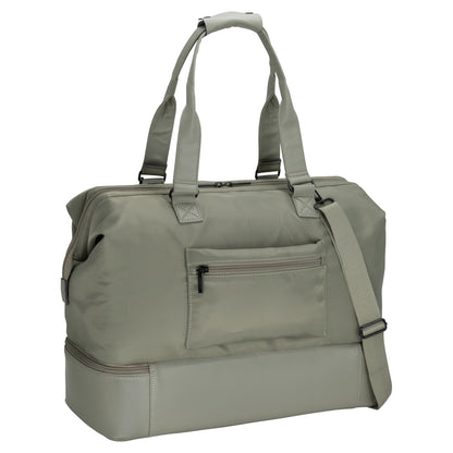 Roots Drop Bottom Weekender Bag, sage, back angled view