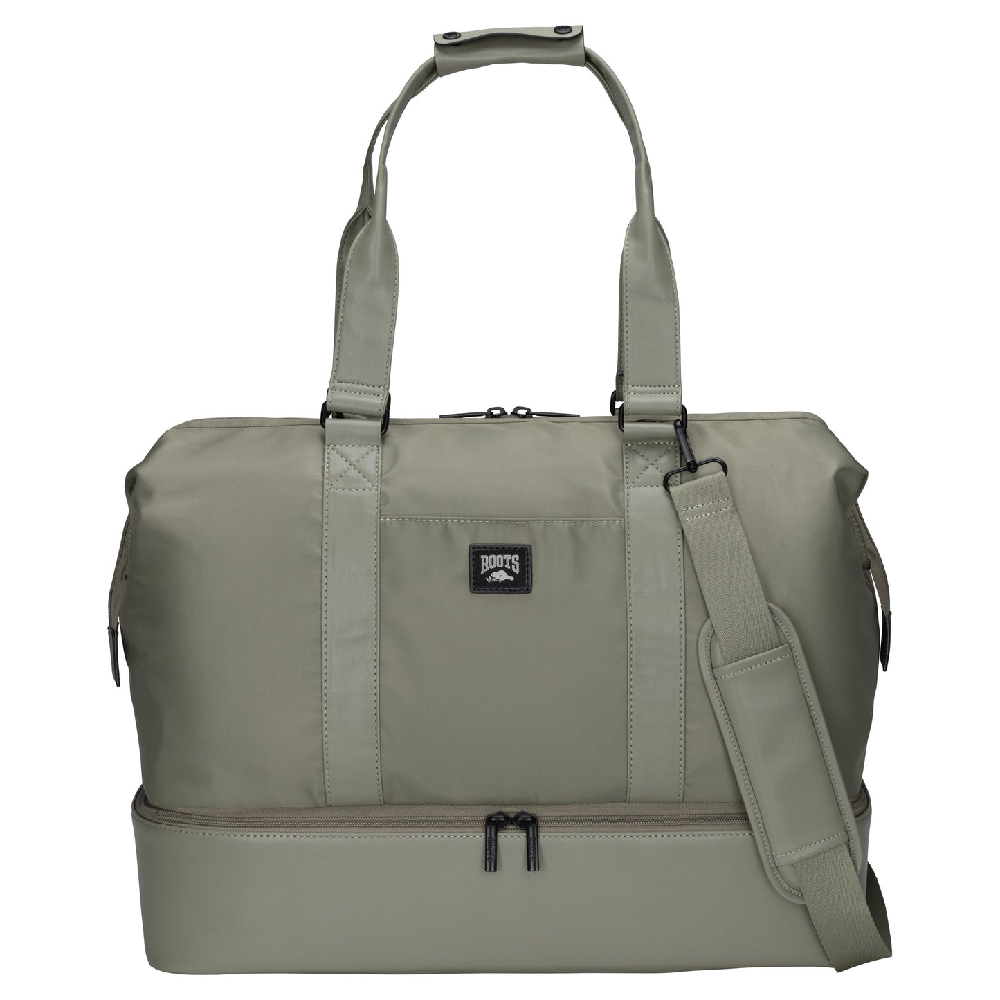 Roots Drop Bottom Weekender Bag, sage, front view