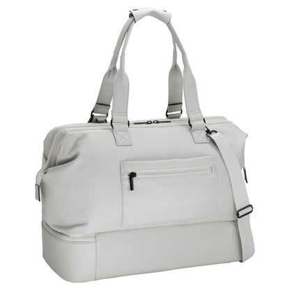 Roots Drop Bottom Weekender Bag, ecru, back angled view