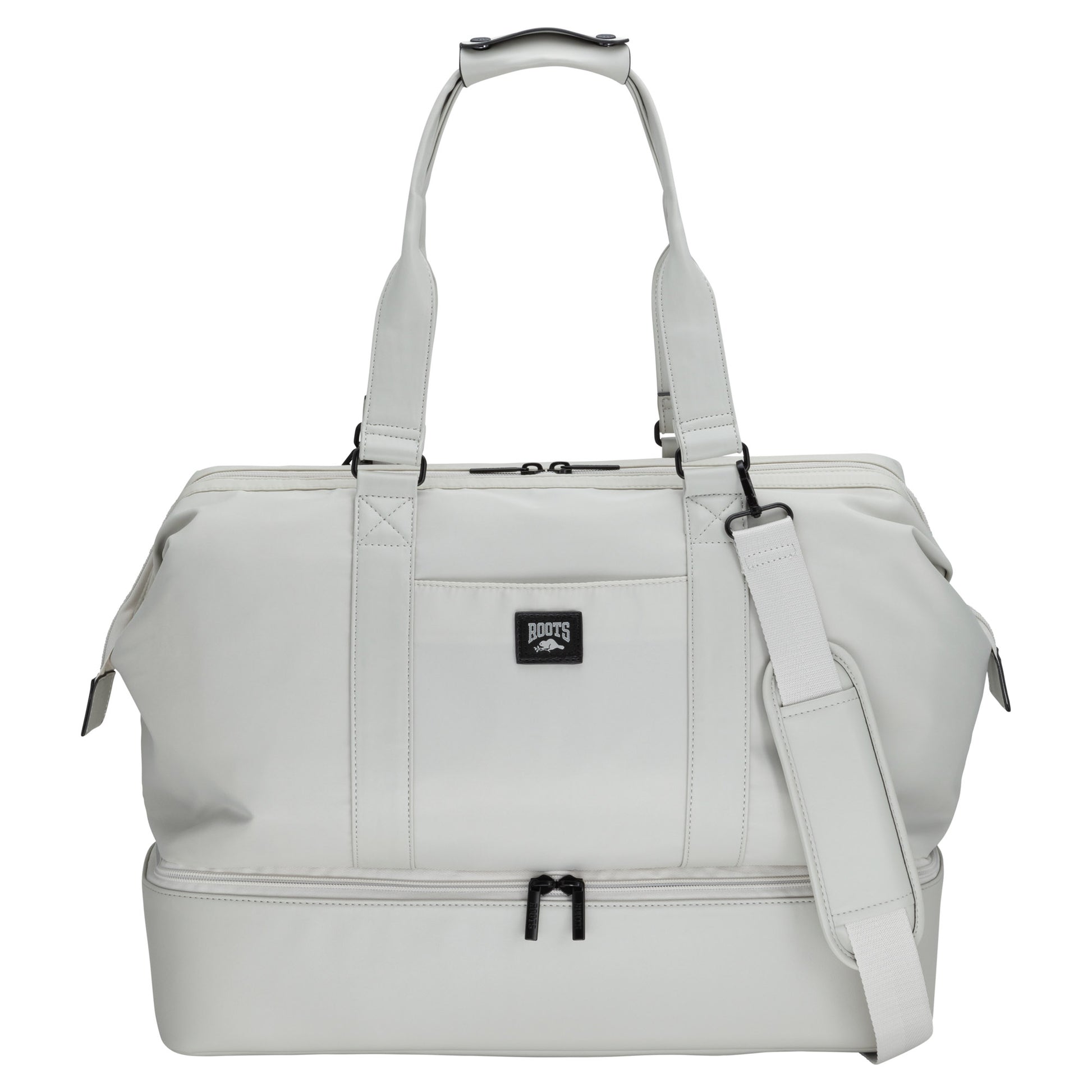 Roots Drop Bottom Weekender Bag, ecru, front view