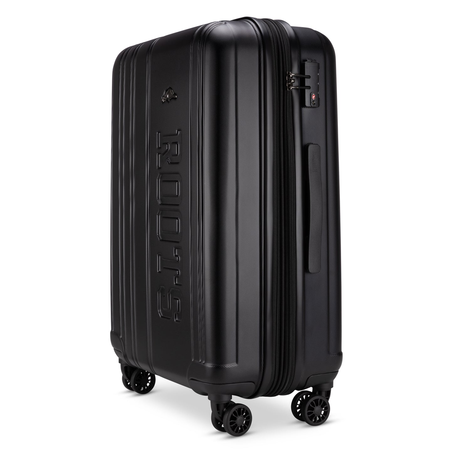 Roots Identity 24" Expandable Hardside Spinner, black, side angled view