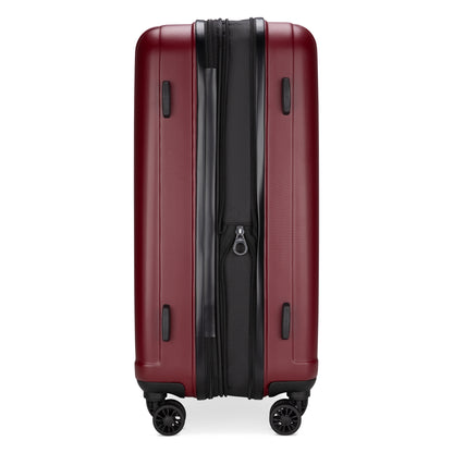 Roots Identity 28" Expandable Hardside Spinner, merlot red, side view, expanded