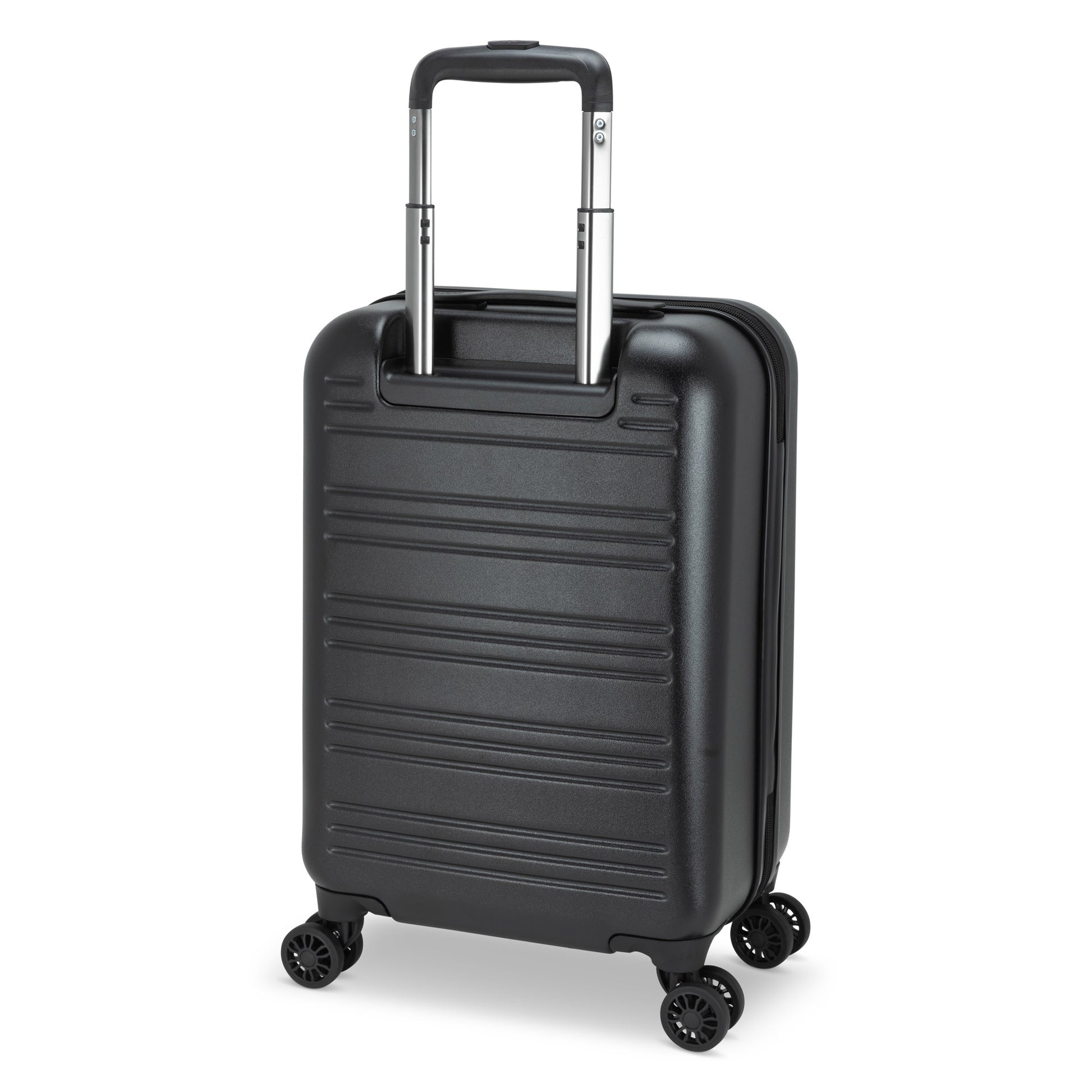 Roots Chalet Hardside Spinner Carry-on, black, back angled view