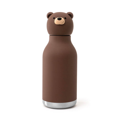 Asobu Bestie Bottle in brown, featuring a bear-shaped cap with rounded ears and a muzzle.