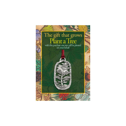 Seagull Pewter Plant-A-Tree Tree Ornament on a card that reads “The gift that grows Plant a Tree.”
