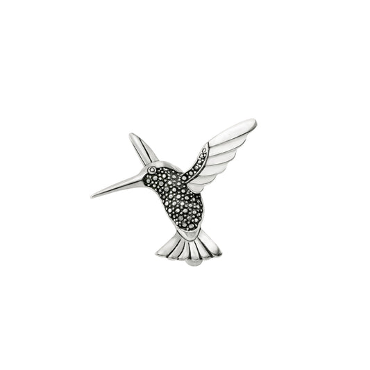 Product Image – Textured silver Seagull Pewter Hummingbird Pin - ONLINE ONLY.